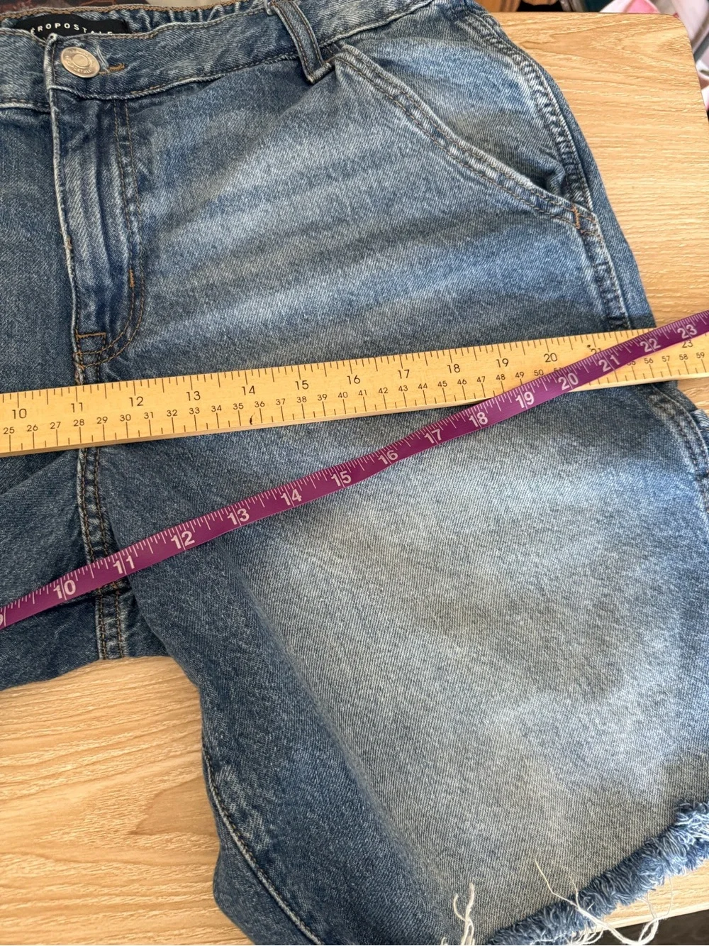 Aeropostale Men’s Large Baggy Denim Jorts Medium Wash 90s Relaxed Cargo